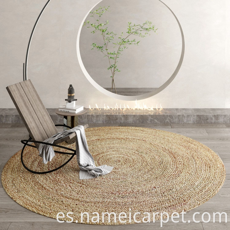 Round Natural Fiber Baided Area Rugs Carpets Floor Mats
